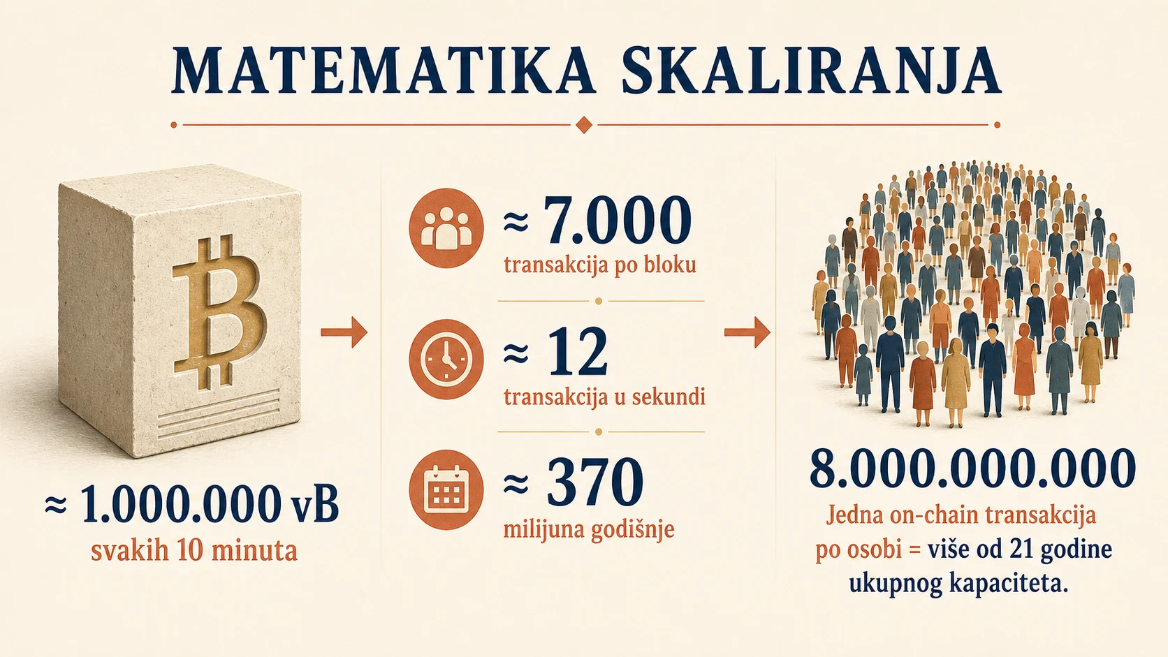 Matematika ograničenog kapaciteta Bitcoinova osnovnog sloja