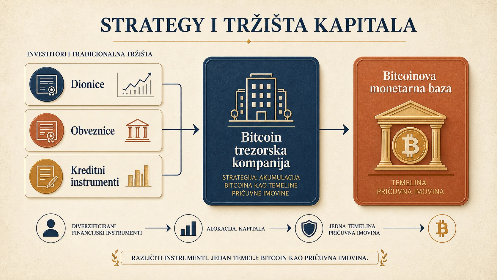 Tok kapitala iz tradicionalnih tržišta kroz Bitcoin trezorsku kompaniju prema Bitcoinovoj monetarnoj bazi
