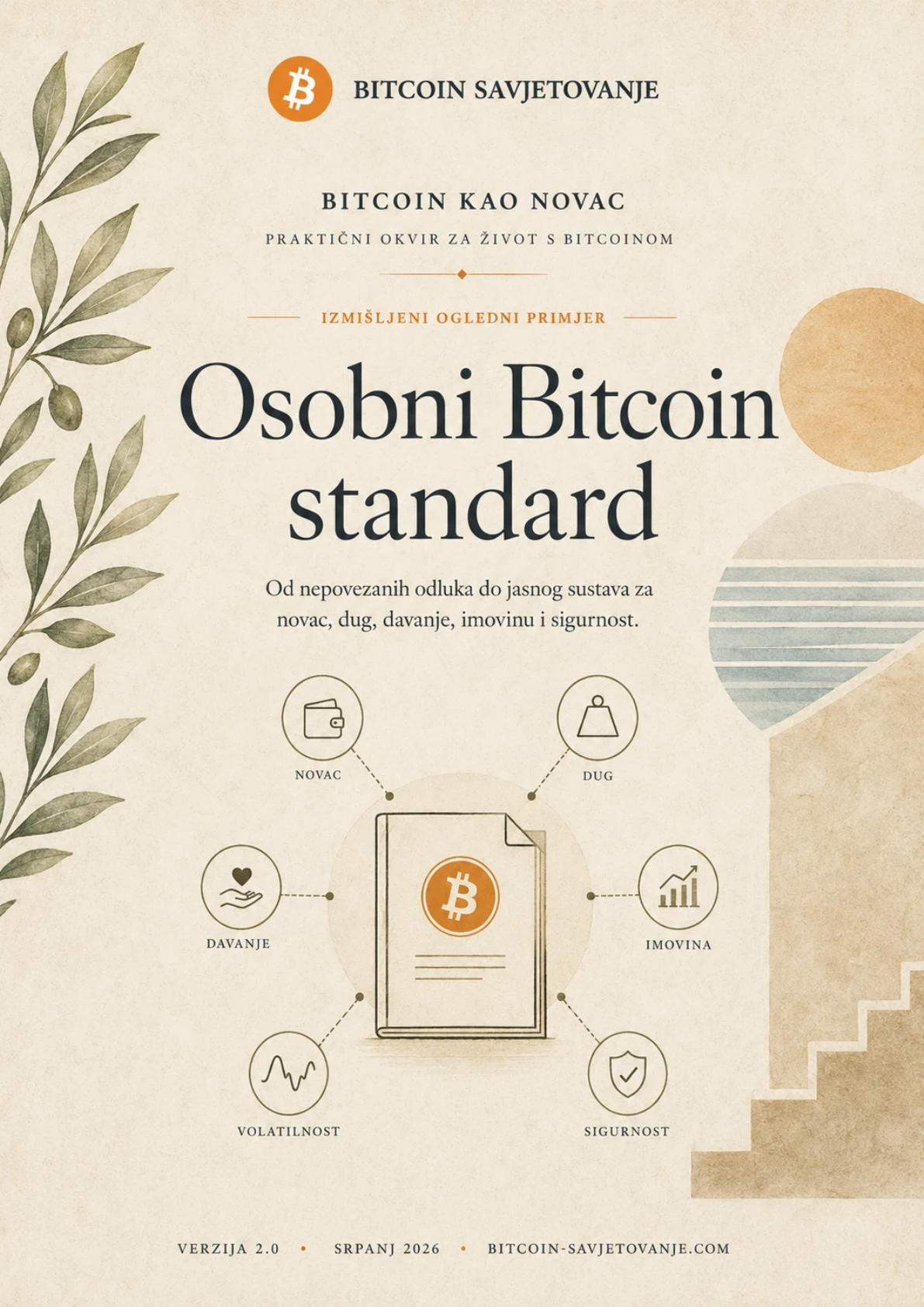 Naslovnica izmišljenog oglednog primjera pisanog osobnog Bitcoin standarda.